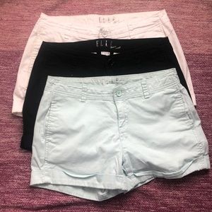 3 pack khaki style shorts